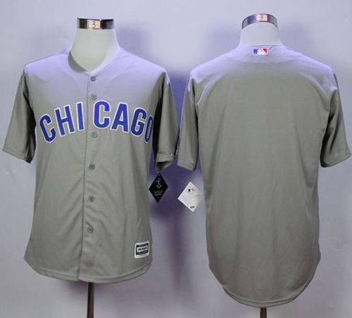 Cubs Blank Grey New Cool Base Road Stitched MLB Jersey - Click Image to Close